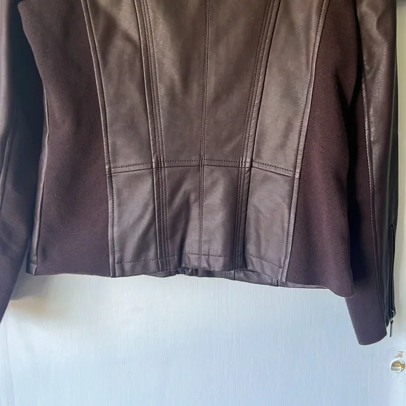 NWOT Mo-Ka by Santa Fe Brown Faux Leather Jacket Full Zip - Women’s M - Picture 12 of 17